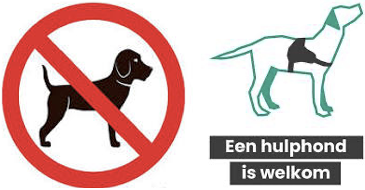 Honden zijn niet toegestaan, officiële hulphonden wel
